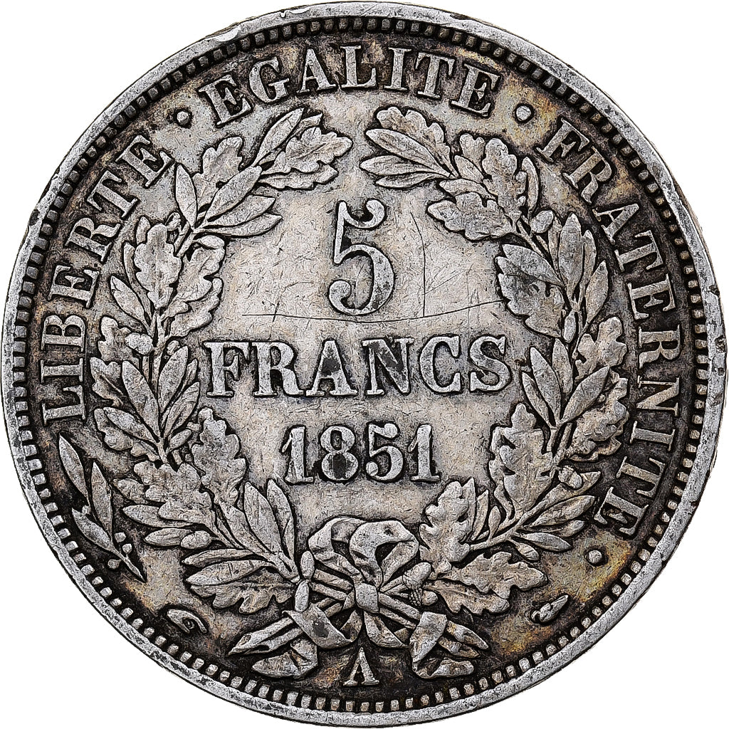 Münze, Frankreich, Cérès, 5 Francs, 1851, Paris, S+, Silber, KM:761.1