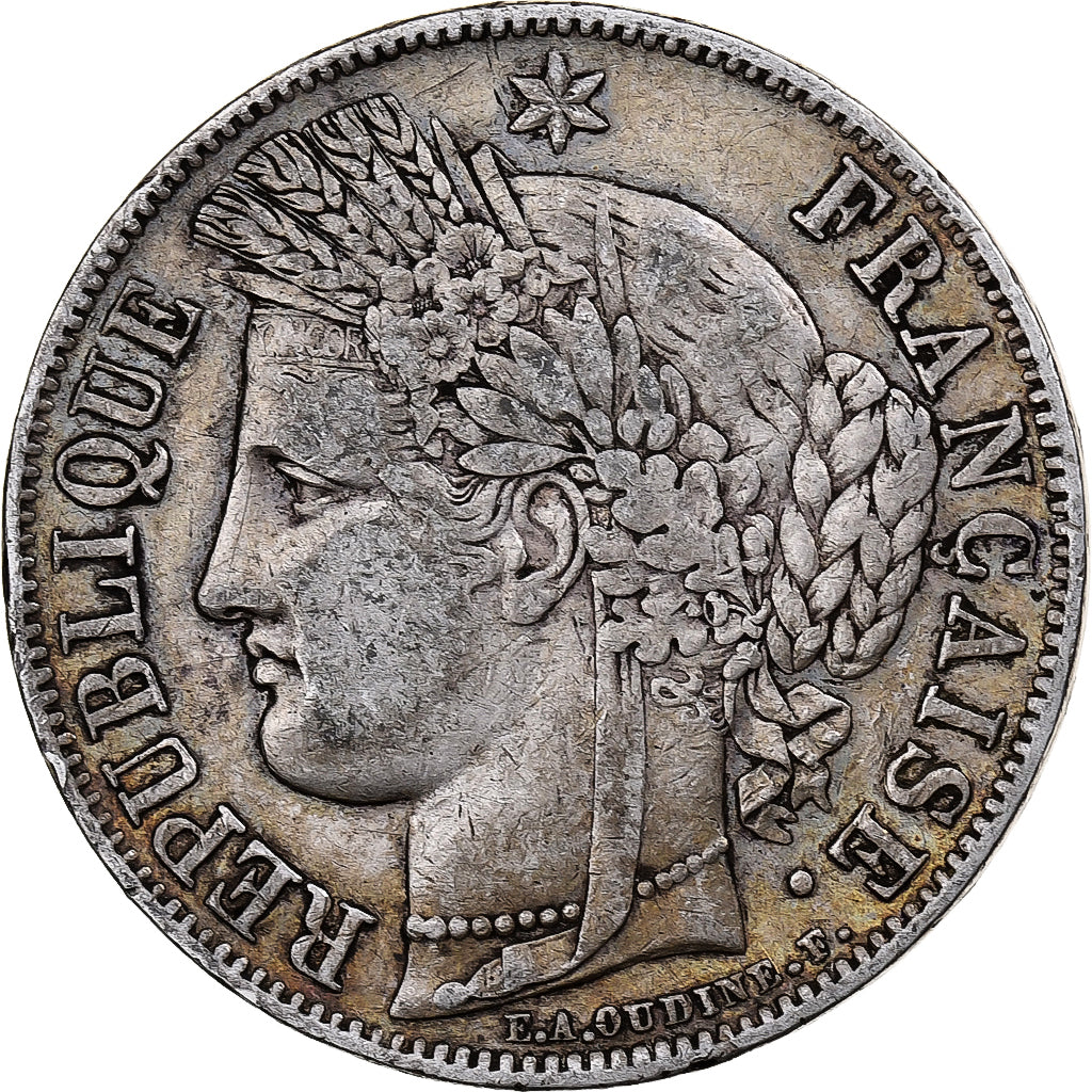 Moneta, Francia, Cérès, 5 Francs, 1850, Paris, MB+, Argento, KM:761.1