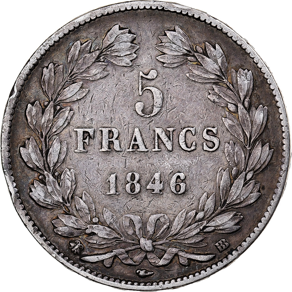 Coin, France, Louis-Philippe, 5 Francs, 1846, Strasbourg, VF(30-35), Silver