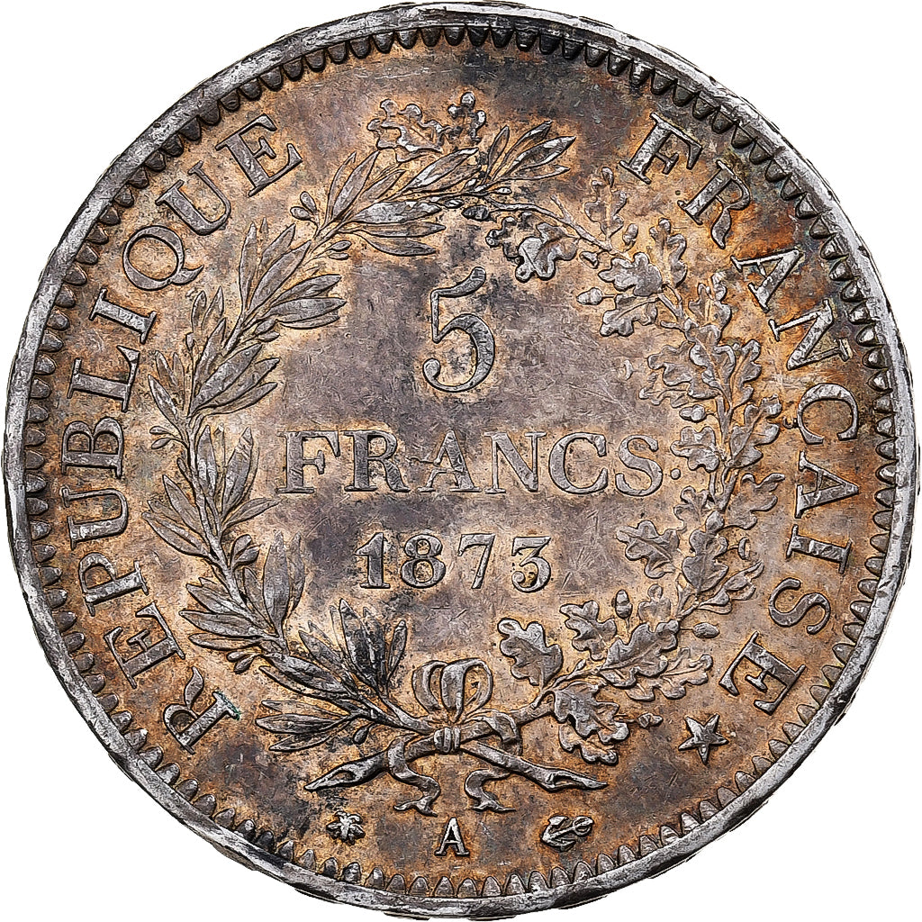 Frankreich, Hercule, 5 Francs, 1873, Paris, SS+, Silber, KM:820.1, Gadoury:745a