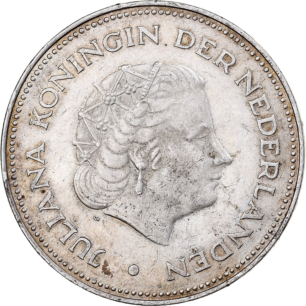 Holandia, Juliana, 10 Gulden, 1970, Utrecht, Srebro, AU(50-53), KM:195
