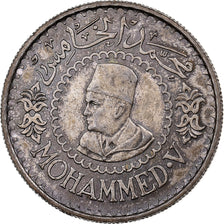 Coin, Morocco, Mohammed V, 500 Francs, 1956, Paris, AU(50-53), Silver, KM:54