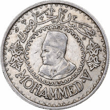 Coin, Morocco, Mohammed V, 500 Francs, 1956, Paris, AU(50-53), Silver, KM:54