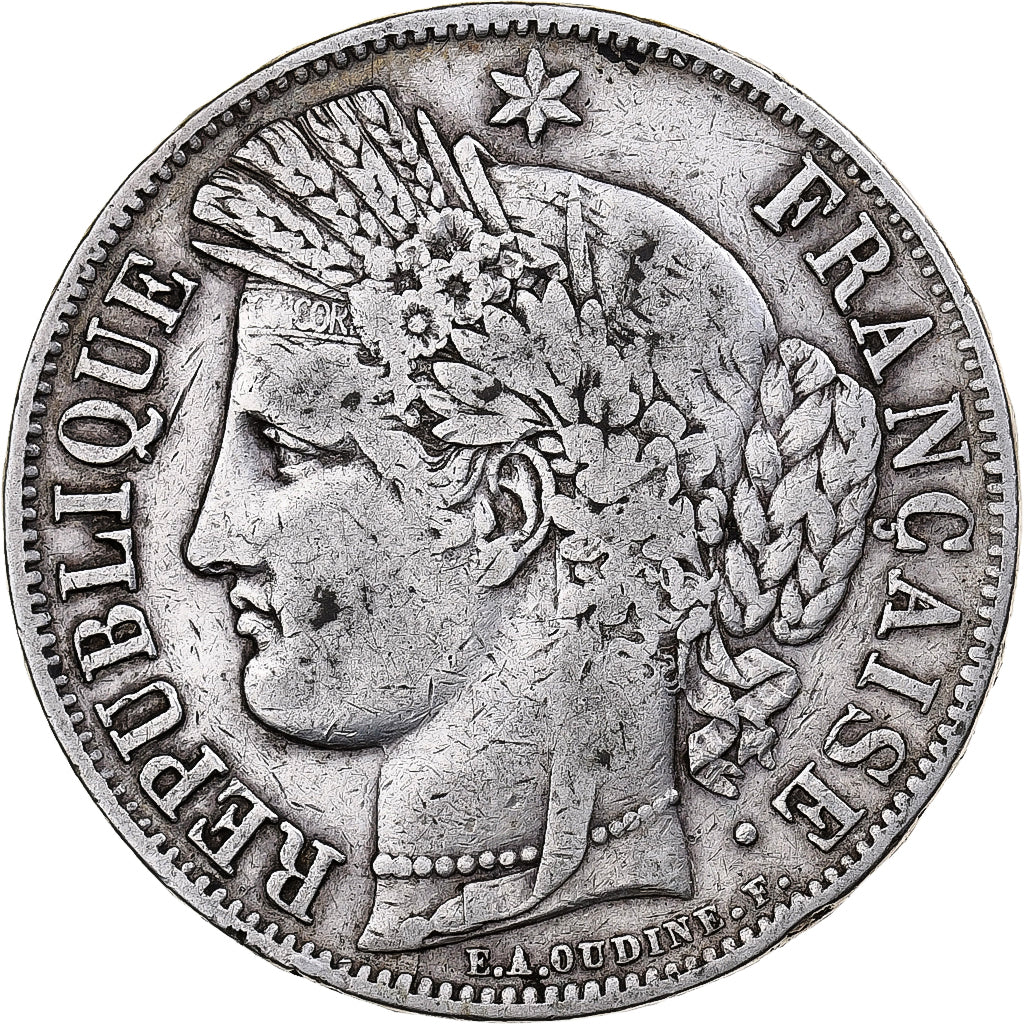 Coin, France, Cérès, 5 Francs, 1850, Paris, VF(30-35), Silver, KM:761.1