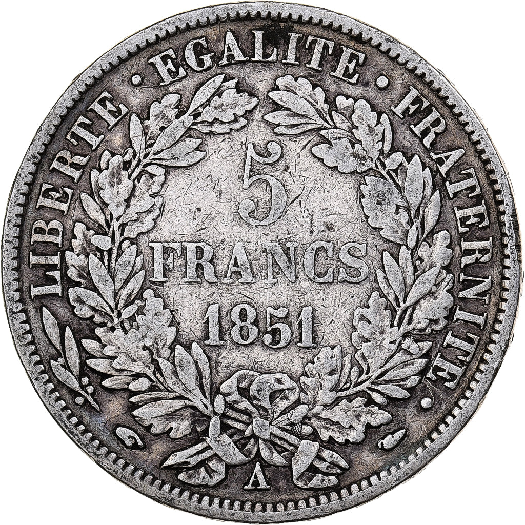 Coin, France, Cérès, 5 Francs, 1851, Paris, VF(30-35), Silver, KM:761.1
