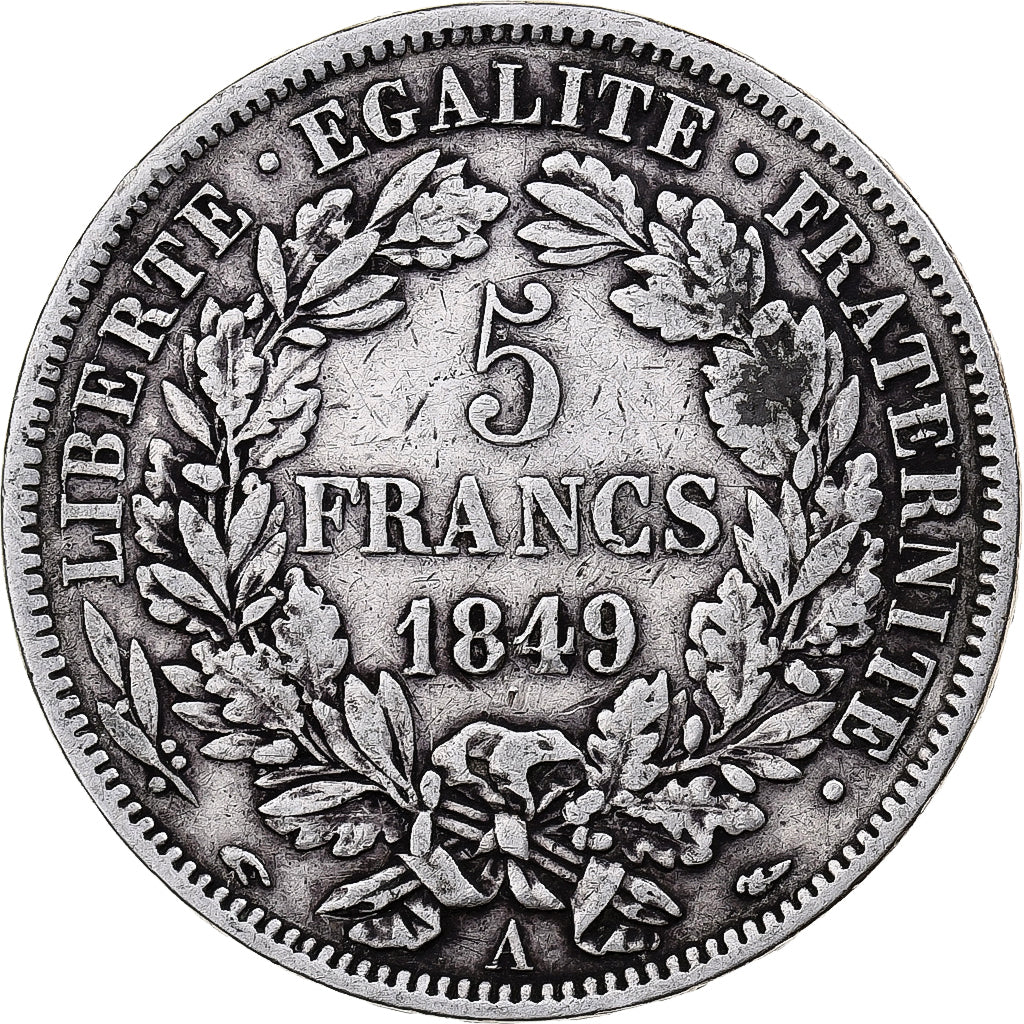 Coin, France, Cérès, 5 Francs, 1849, Paris, VF(30-35), Silver, KM:761.1