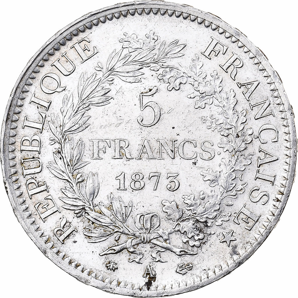 Moneta, Francja, Hercule, 5 Francs, 1873, Paris, MS(60-62), Srebro, KM:820.1