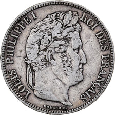 Coin, France, Louis-Philippe, 5 Francs, 1837, Marseille, VF(30-35), Silver