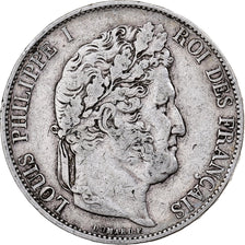 Moneda, Francia, Louis-Philippe, 5 Francs, 1844, Lille, BC+, Plata, KM:749.13