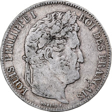 Coin, France, Louis-Philippe, 5 Francs, 1837, Rouen, VF(30-35), Silver