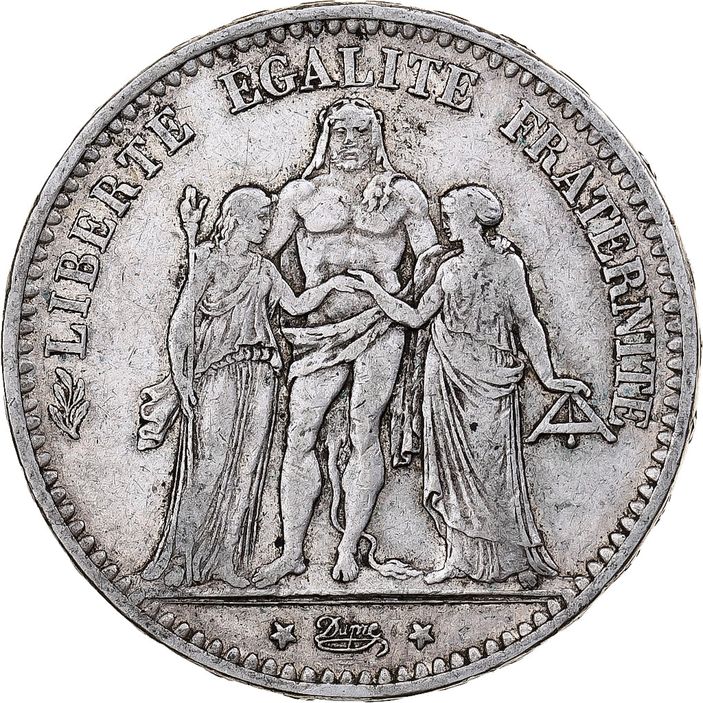 Moneta, Francia, Hercule, 5 Francs, 1874, Bordeaux, MB+, Argento, KM:820.2