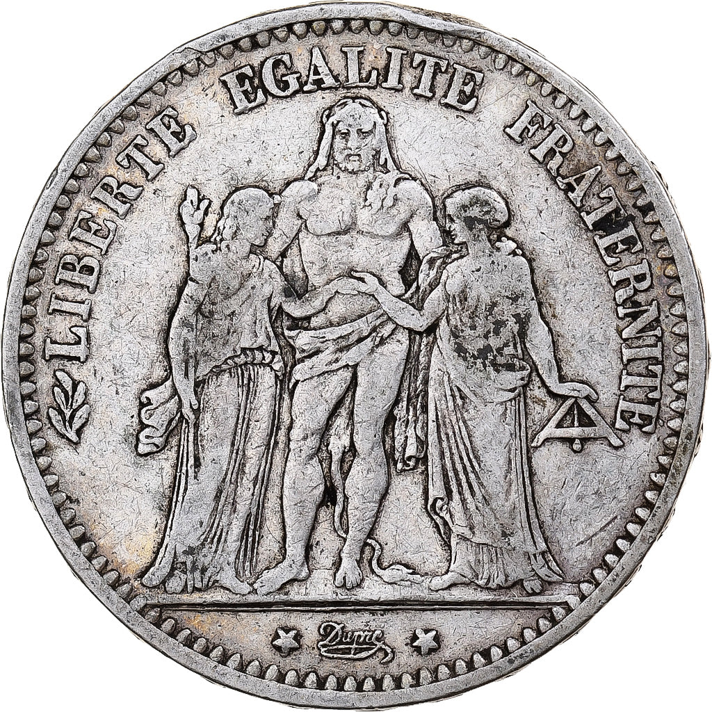 Moneta, Francia, Hercule, 5 Francs, 1874, Bordeaux, MB+, Argento, KM:820.2