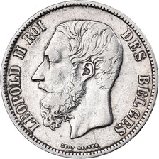 Coin, Belgium, Leopold II, 5 Francs, 5 Frank, 1870, Brussels, EF(40-45), Silver