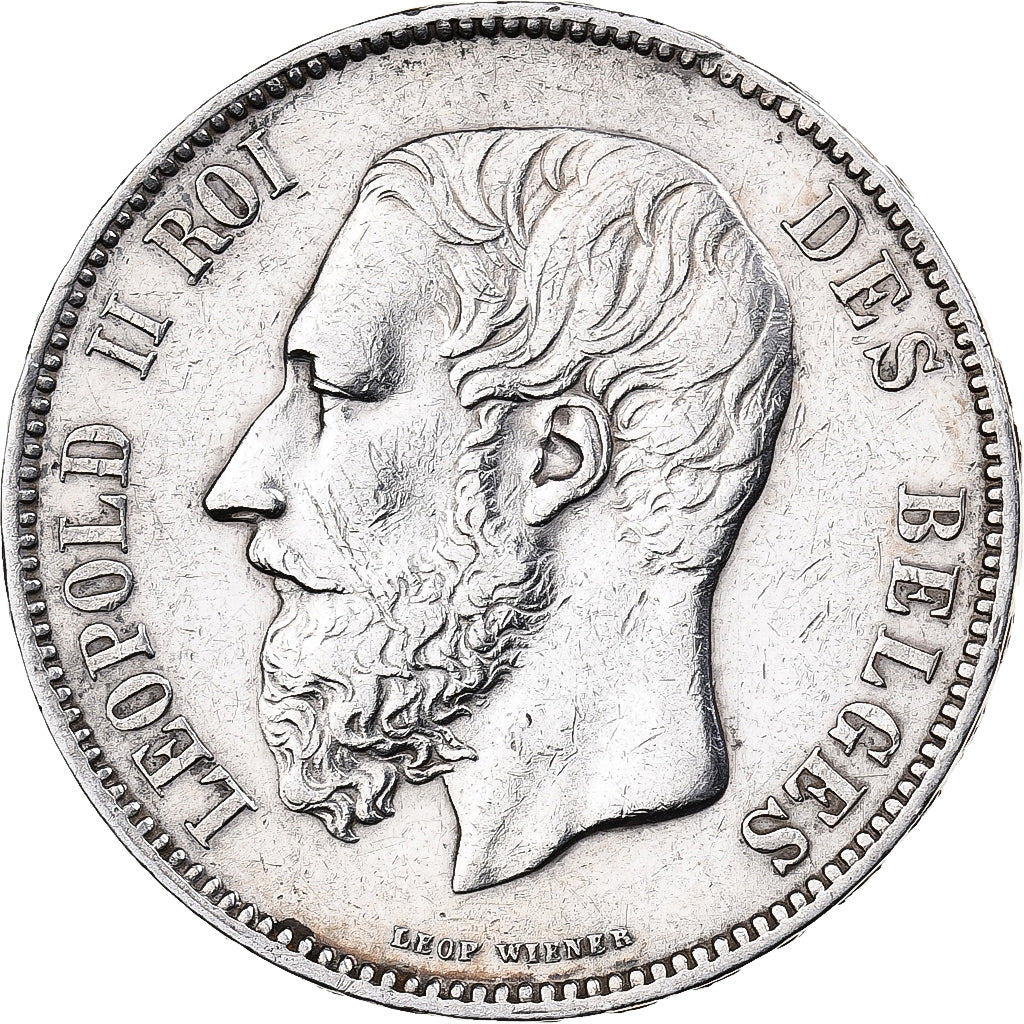 Coin, Belgium, Leopold II, 5 Francs, 5 Frank, 1876, AU(50-53), Silver, KM:24
