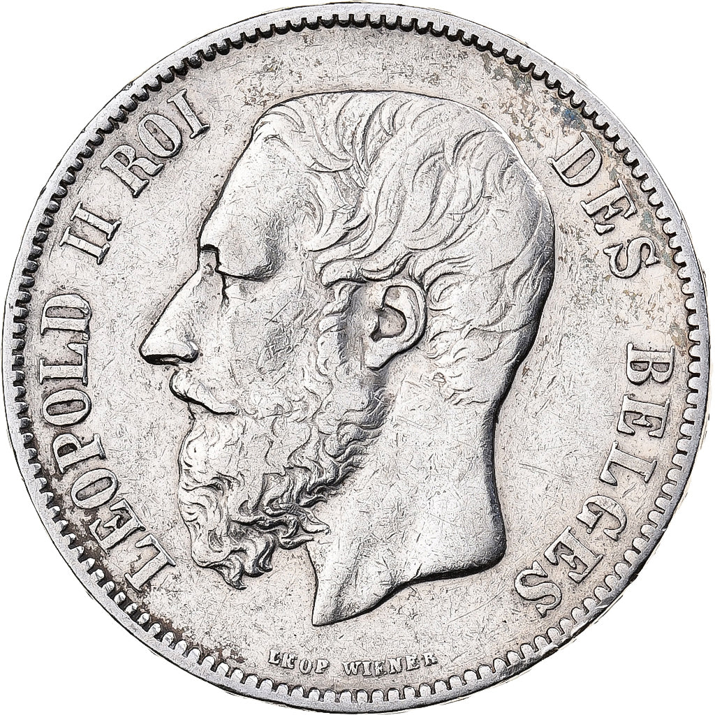 Moneta, Belgio, Leopold II, 5 Francs, 5 Frank, 1873, BB+, Argento, KM:24