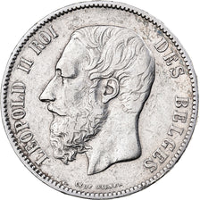 Coin, Belgium, Leopold II, 5 Francs, 5 Frank, 1873, AU(50-53), Silver, KM:24