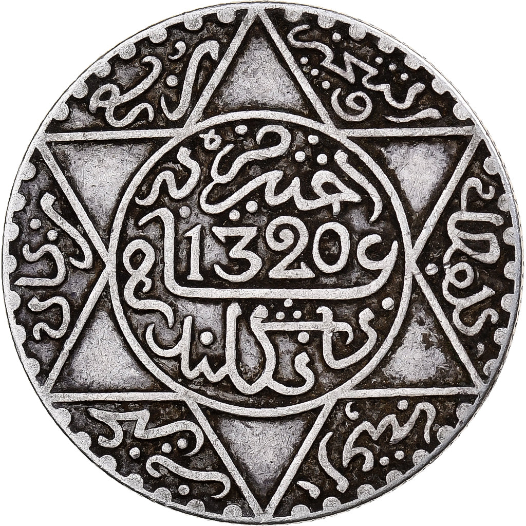 Morocco, 'Abd al-Aziz, 1/4 Rial, 2-1/2 Dirhams, 1902, London, EF(40-45), Silver