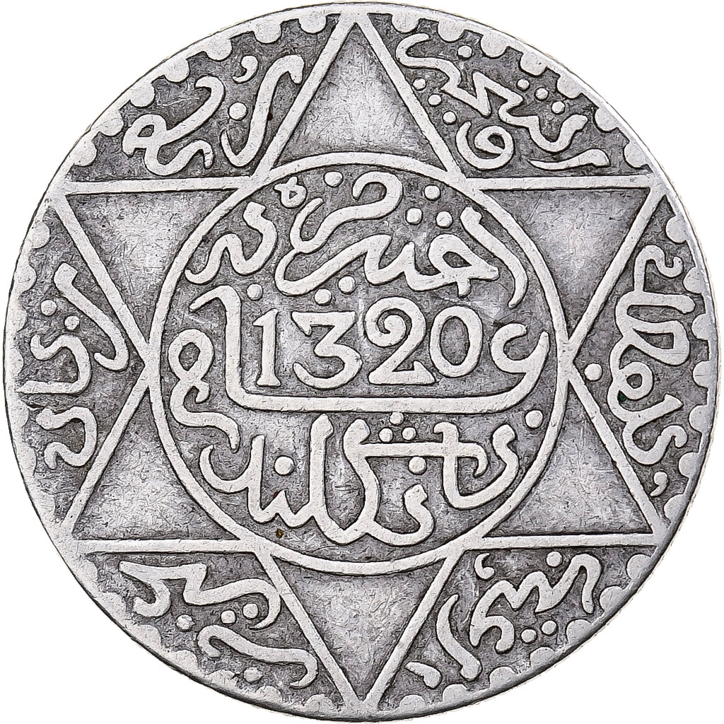 Morocco, 'Abd al-Aziz, 1/4 Rial, 2-1/2 Dirhams, 1902, London, EF(40-45), Silver