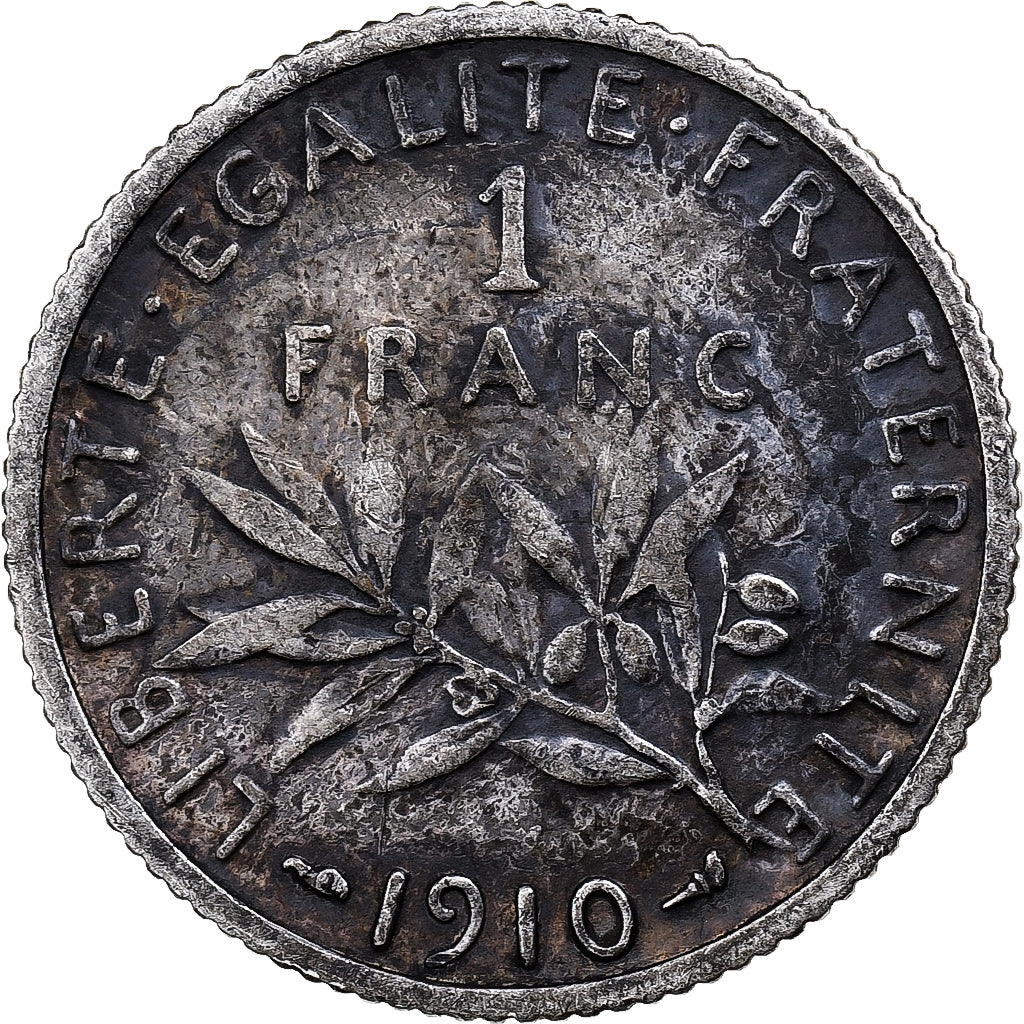 Moneta, Francia, Semeuse, Franc, 1910, Paris, BB, Argento, KM:844.1, Gadoury:467
