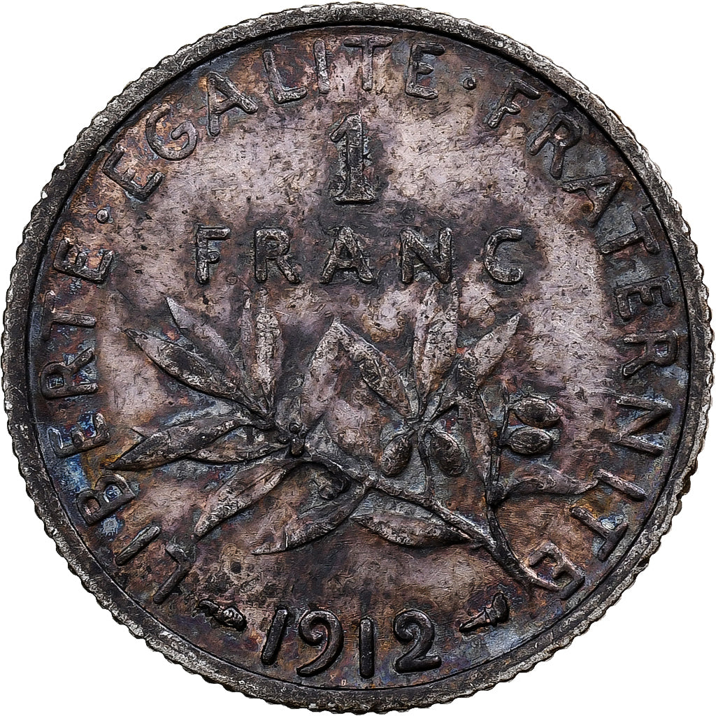 Francia, Semeuse, Franc, 1912, Paris, BB, Argento, KM:844.1