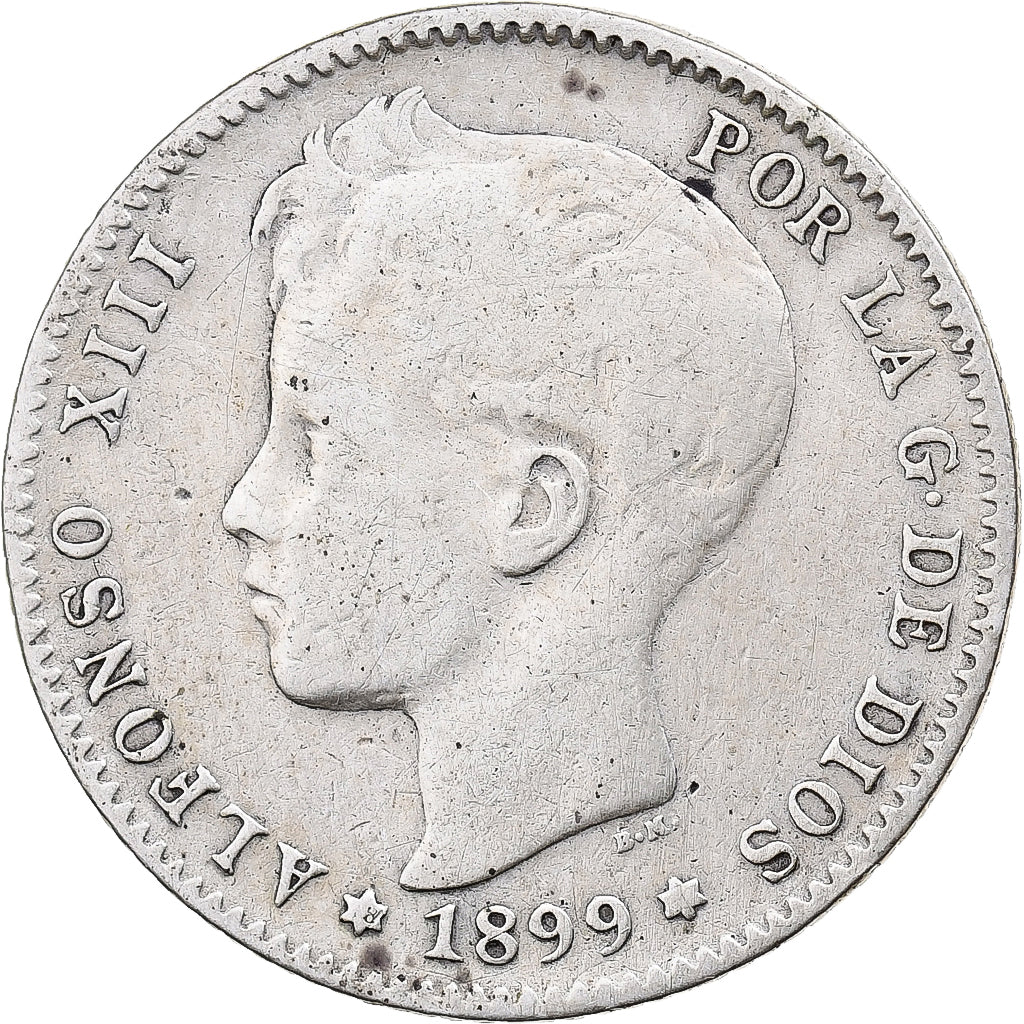 Spanje, Alfonso XIII, 1 Peseta, 1899, vega, Zilver, FR+, KM:706