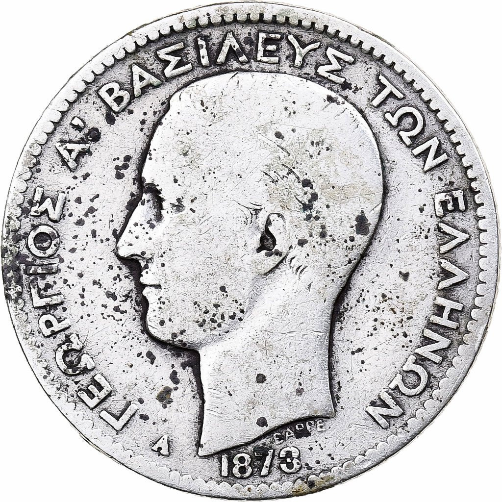 Greece, George I, Drachma, 1873, Paris, Silver, F(12-15), KM:38