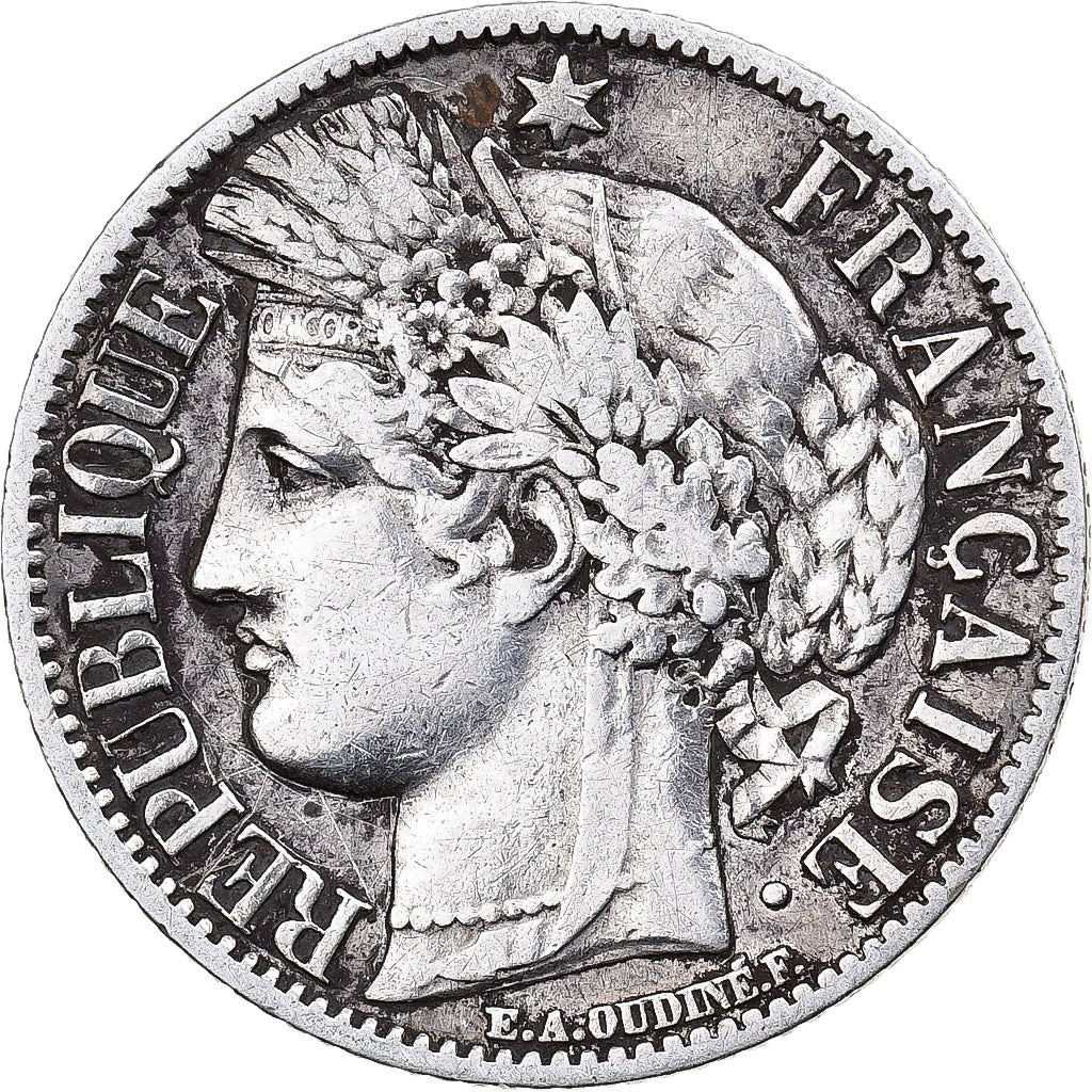 Francia, Franc, Cérès, 1851, Paris, Plata, BC+, Gadoury:457, KM:759.1