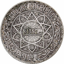 Morocco, Mohammed V, 5 Francs, AH 1352/1933, Paris, Silver, EF(40-45), KM:37