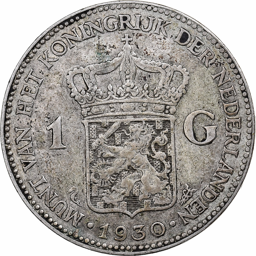 Moneta, Holandia, Wilhelmina I, Gulden, 1930, VF(30-35), Srebro, KM:161.1