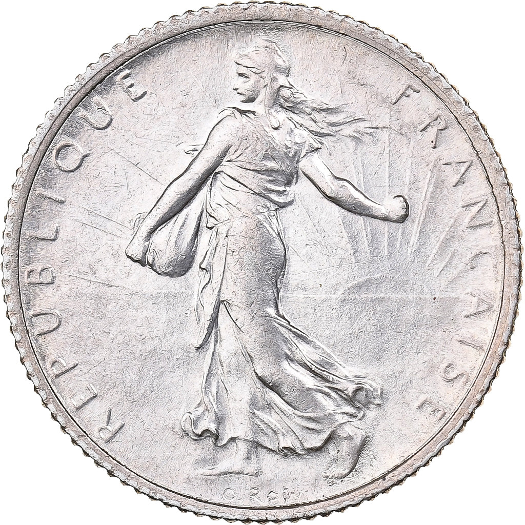 Moeda, França, Semeuse, Franc, 1917, Paris, AU(50-53), Prata, KM:844.1