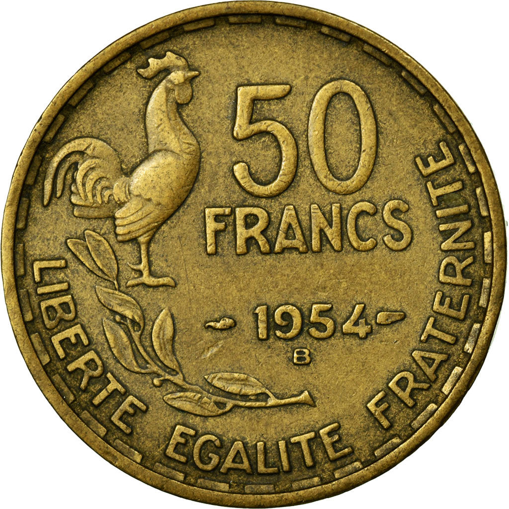 Münze, Frankreich, Guiraud, 50 Francs, 1954, Beaumont le Roger, S+