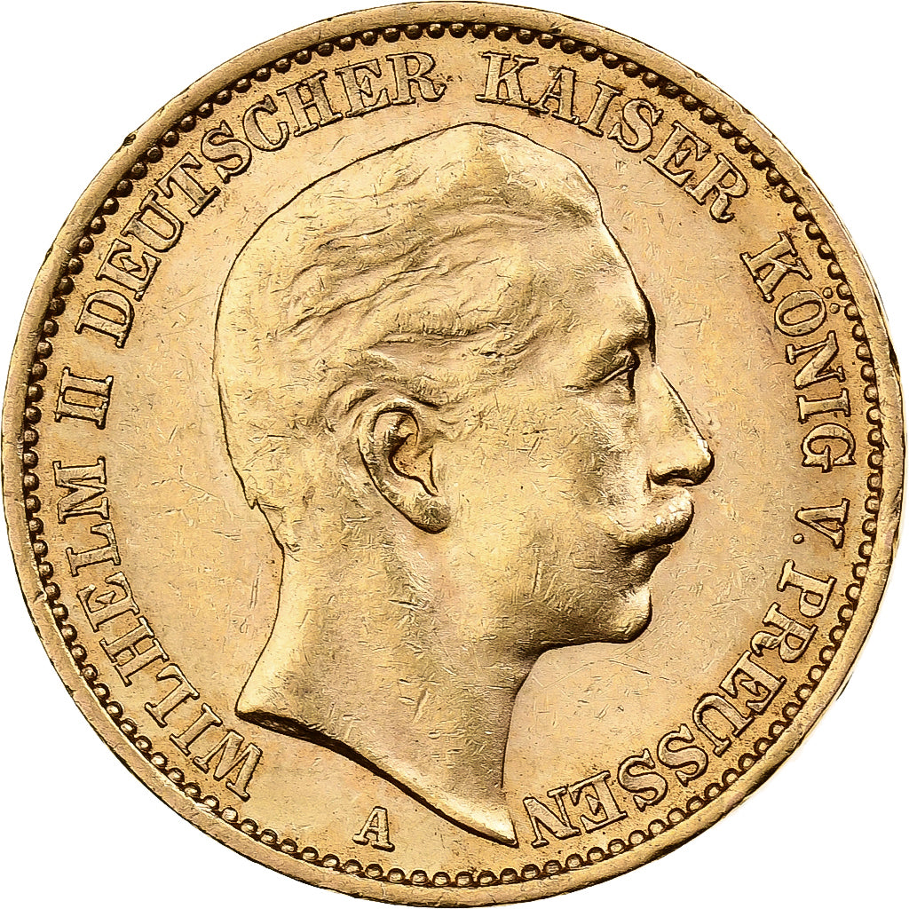 Moneta, Stati tedeschi, PRUSSIA, Wilhelm II, 20 Mark, 1910, Berlin, BB+, Oro