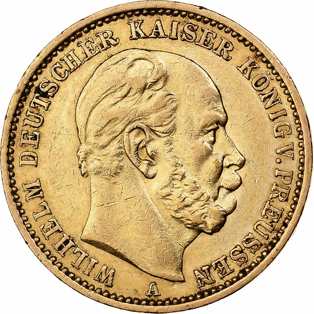 Moneda, Estados alemanes, PRUSSIA, Wilhelm I, 20 Mark, 1877, Berlin, MBC+, Oro