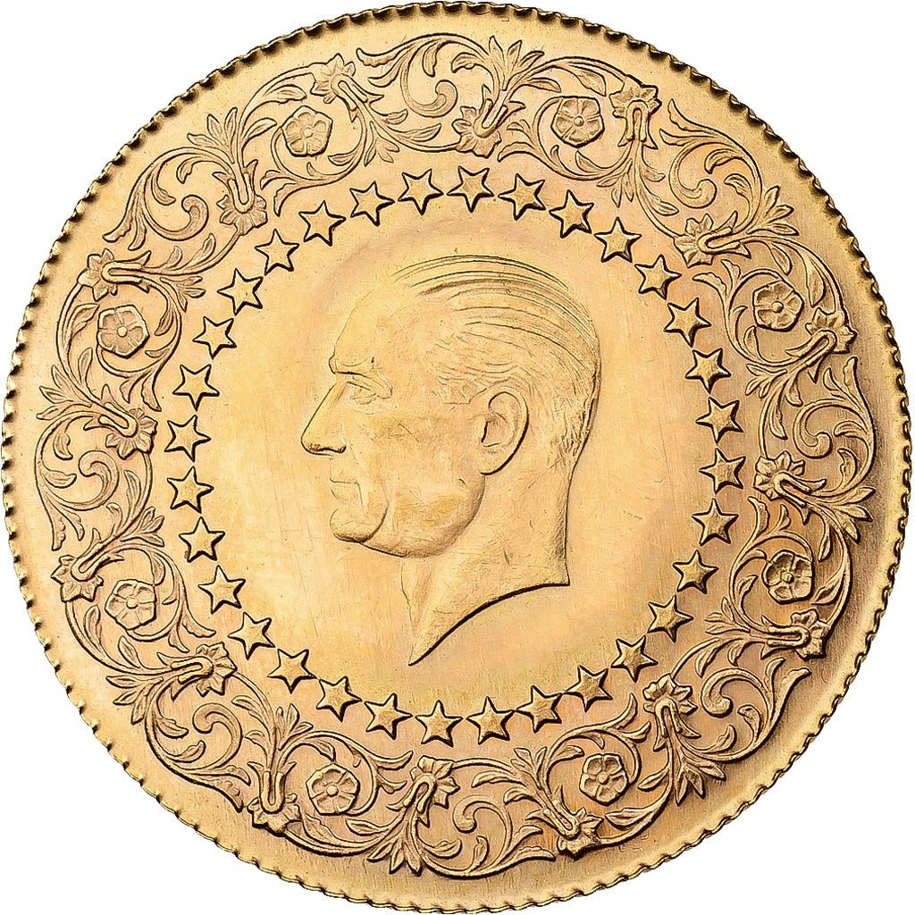 Turkey, Mustafa Kemal Atatürk, 100 Kurush, 1970, Gold, AU(55-58), KM:872