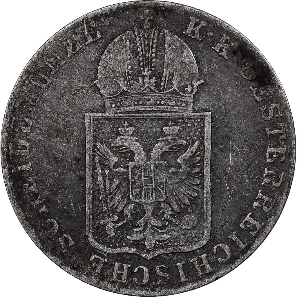 Austria, Franz Joseph I, 6 Kreuzer, 1849, Prague, Plata, BC+, KM:2200