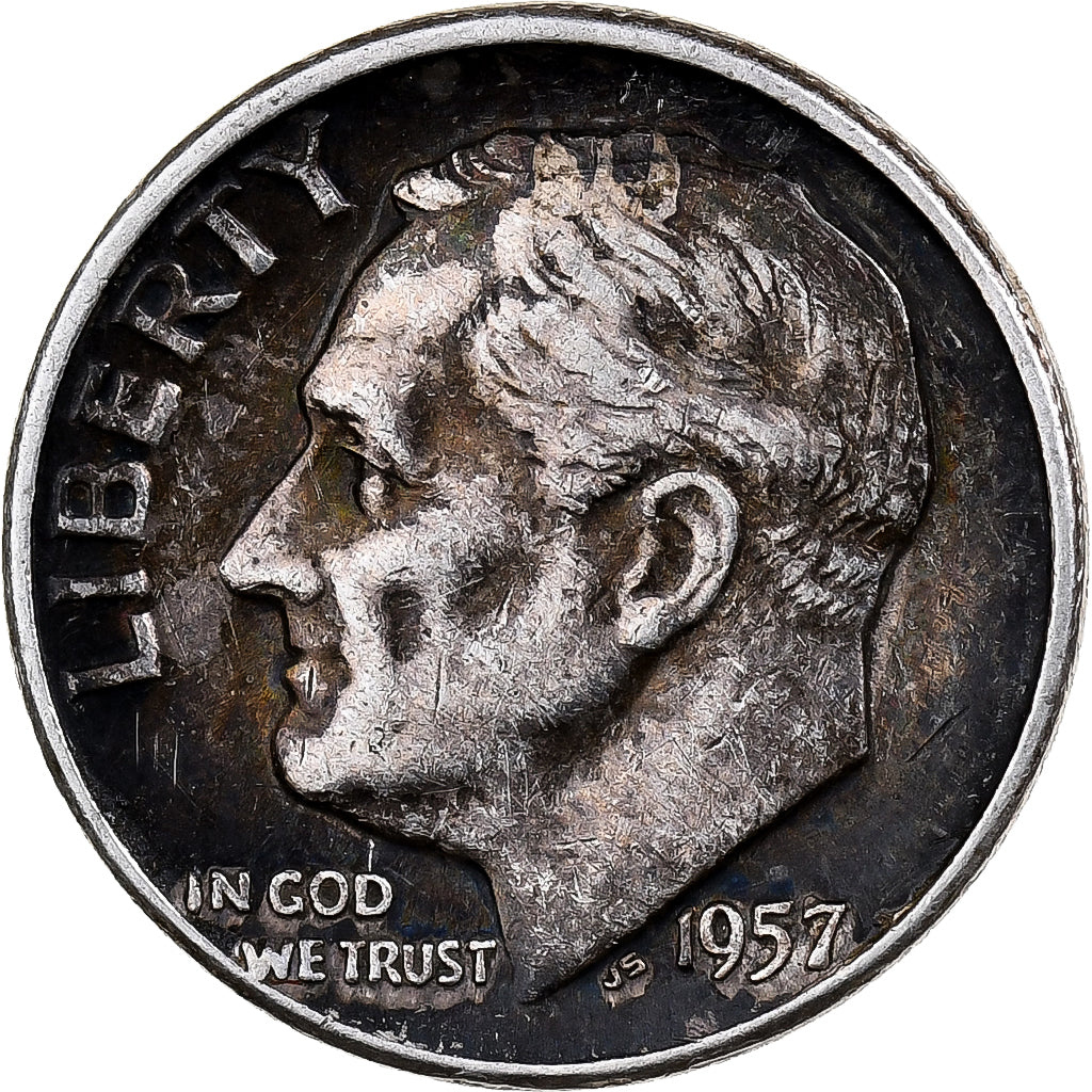 Coin, United States, Roosevelt Dime, Dime, 1957, U.S. Mint, Philadelphia