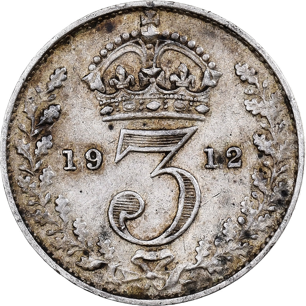 Münze, Großbritannien, George V, 3 Pence, 1912, S+, Silber, KM:813