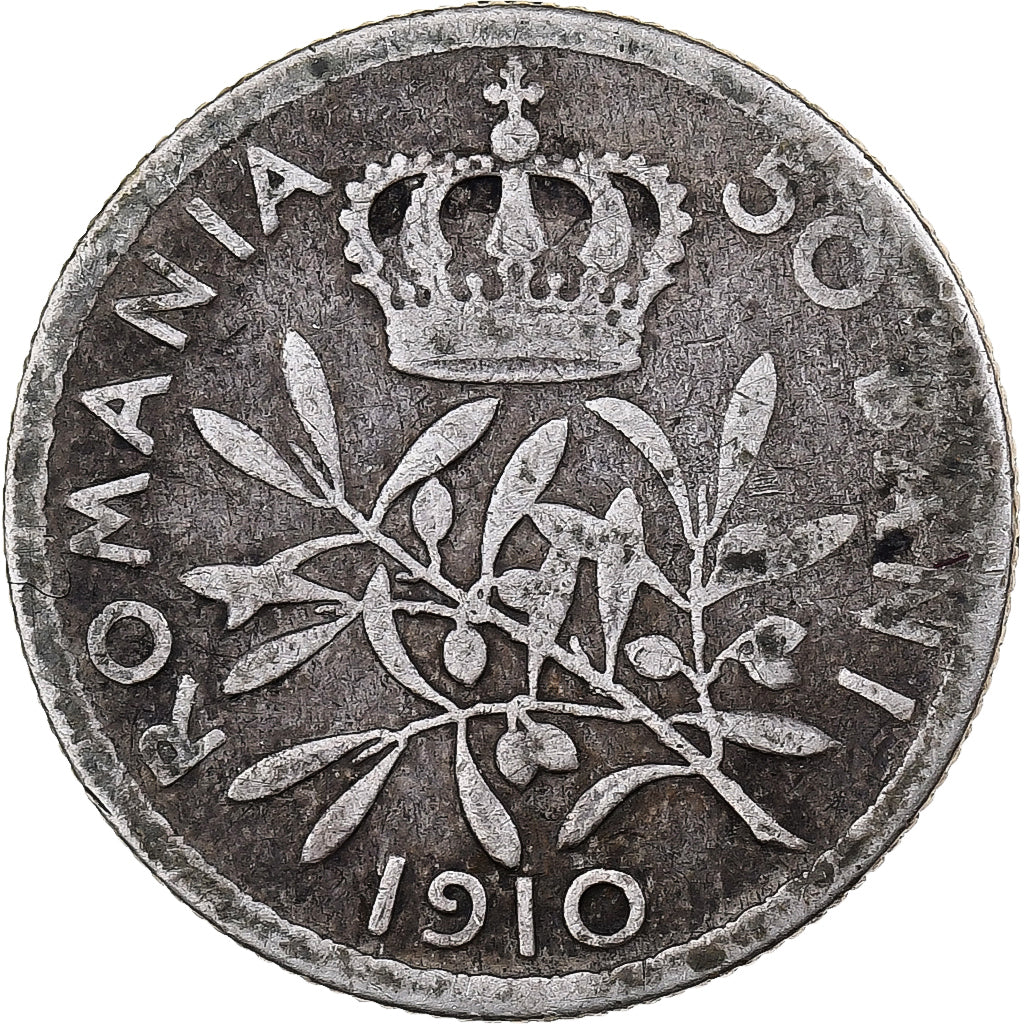 Moneta, Romania, Carol I, 50 Bani, 1910, MB, Argento, KM:41