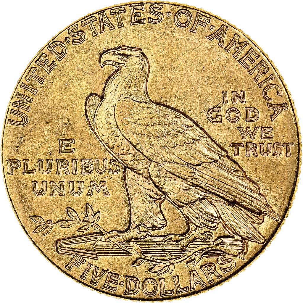 United States, $5, Half Eagle, Indian Head, 1913, Philadelphia, Gold, AU(50-53)