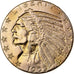 USA, 5 Dollars, Indian Head, 1909, Denver, Złoto, AU(50-53), KM:129