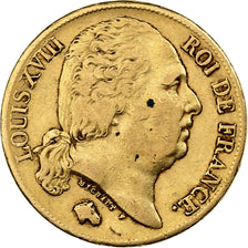 France, Louis XVIII, 20 Francs, 1819, Paris, VF(30-35), Gold, KM 712.1