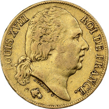 France, Louis XVIII, 20 Francs, 1817, Lille, Or, TTB, Gadoury:1028, Le