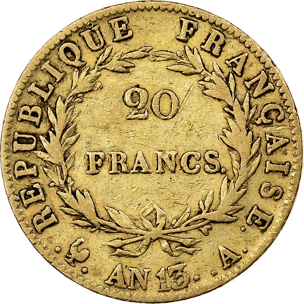 Monnaie, France, Napoléon I, 20 Francs, AN 13, Paris, TB+, Or, Gadoury:1022