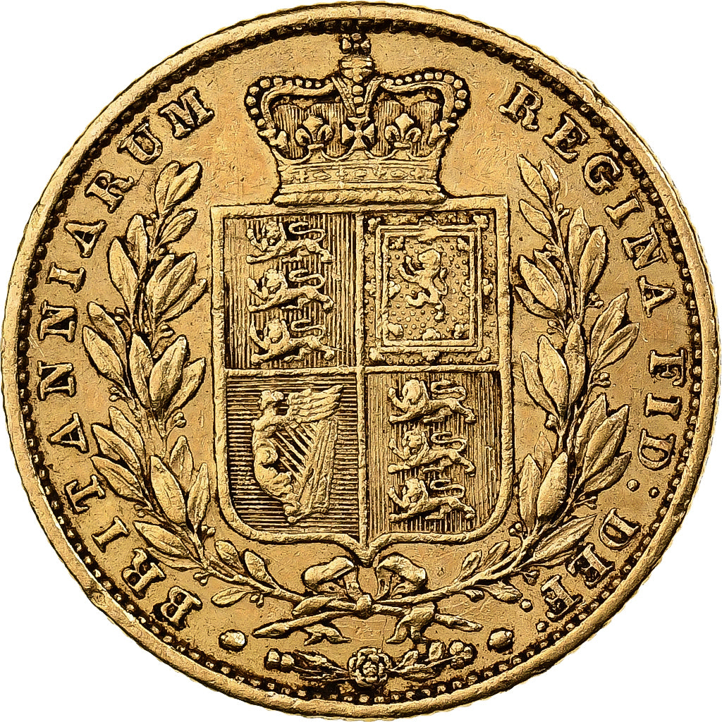 GREAT BRITAIN, Sovereign, 1853, KM #736.1, EF(40-45), Gold, 7.92