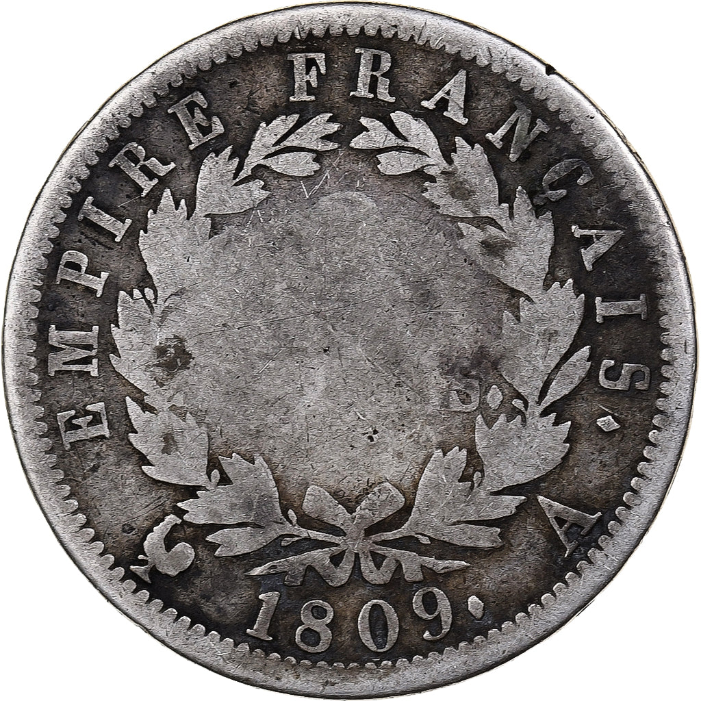 Moneta, Francia, Napoléon I, 2 Francs, 1809, Paris, B, Argento, KM:693.1