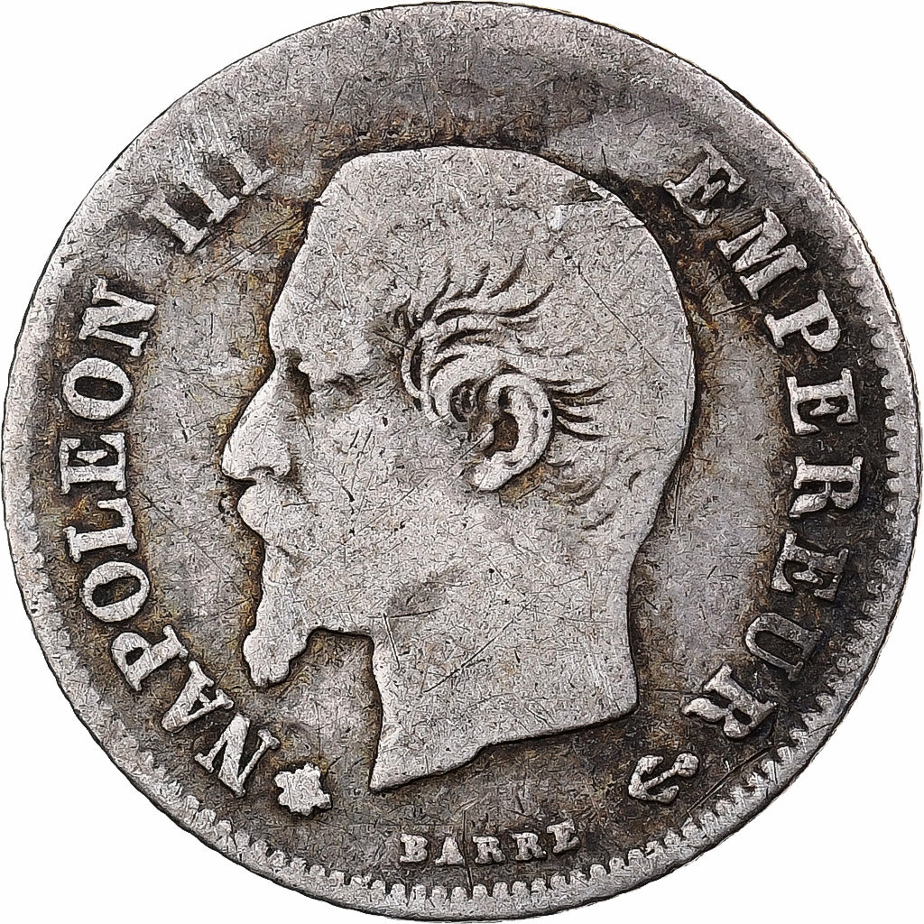 France, Napoleon III, 20 Centimes, 1860, Strasbourg, Silver, VF(20-25), KM:776.2
