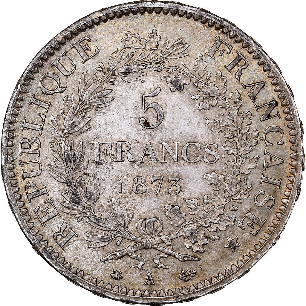 Frankrijk, 5 Francs, Hercule, 1873, Paris, Zilver, ZF+, Gadoury:745a, KM:820.1