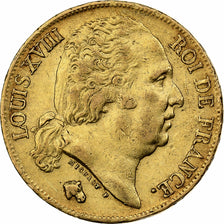 France, Louis XVIII, 20 Francs, 1818, Paris, Or, TTB, Gadoury:1028, Le