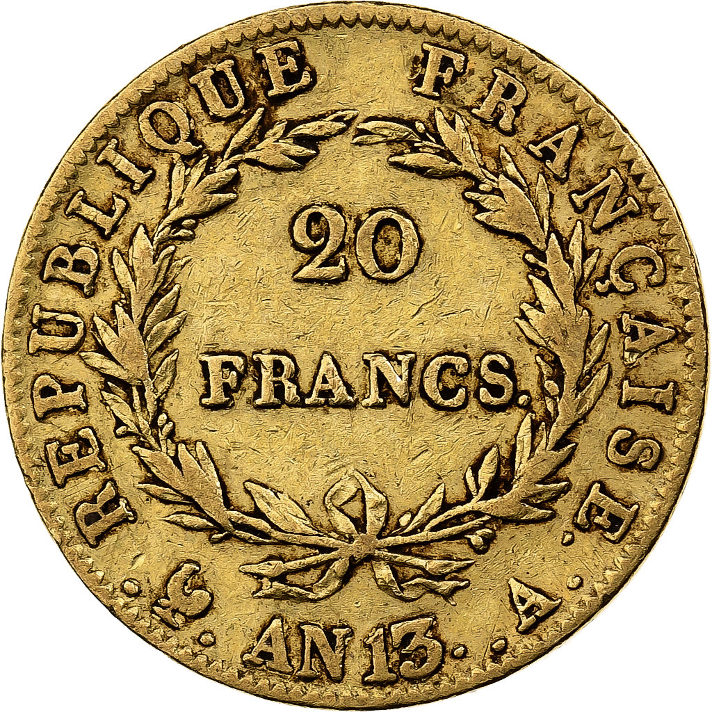 France, Napoléon I, 20 Francs, An 13, 1805, Paris, TB+, Or, Gadoury:1022