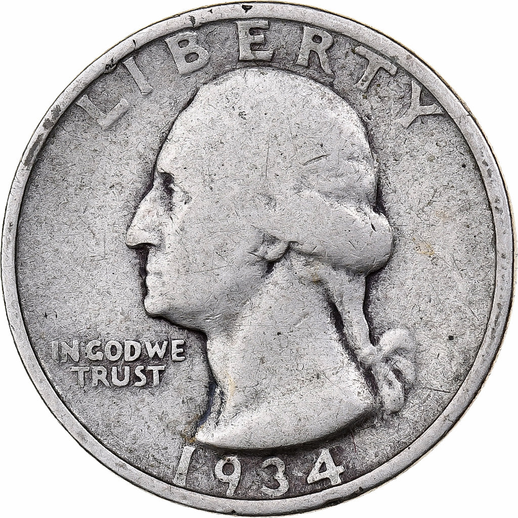 United States, Quarter, Washington Quarter, 1934, U.S. Mint, Silver, VF(20-25)
